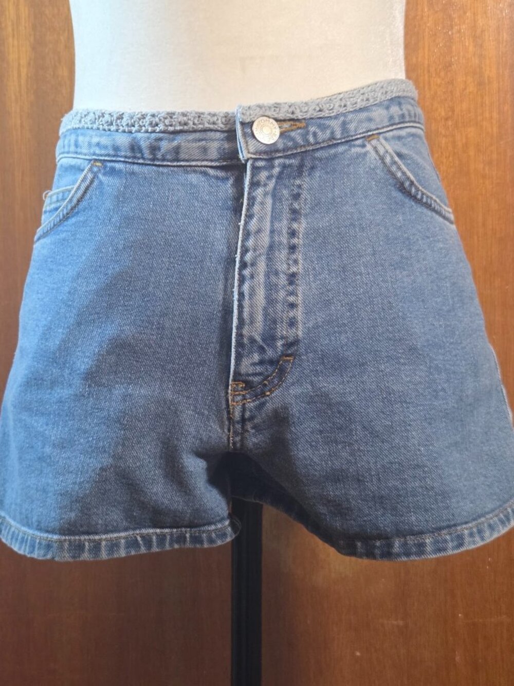 Vintage Tommy Hilfiger Knit Trim High Waist Denim Shorts - Size 2